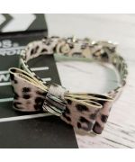 leopard collar with bow tie for dogs