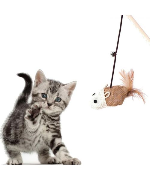 Cat toy mouse on stick best sale