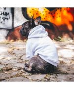 sudadera gris con capucha para perros