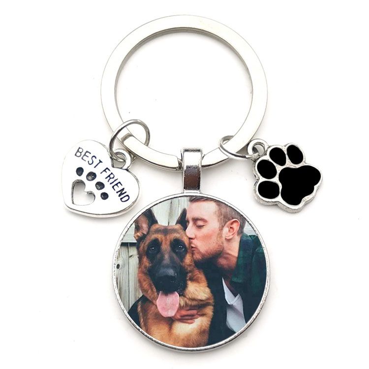 CGFN Porte-clés personnalisable en couleur avec photo, image, porte-nom  pour chien, cadeau d'amour, argenté, s, : : Mode